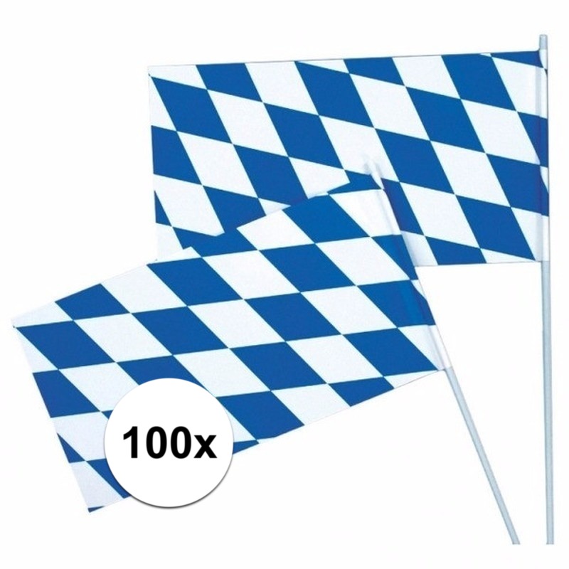 100x Oktoberfest Beieren zwaaivlaggen blauw/wit