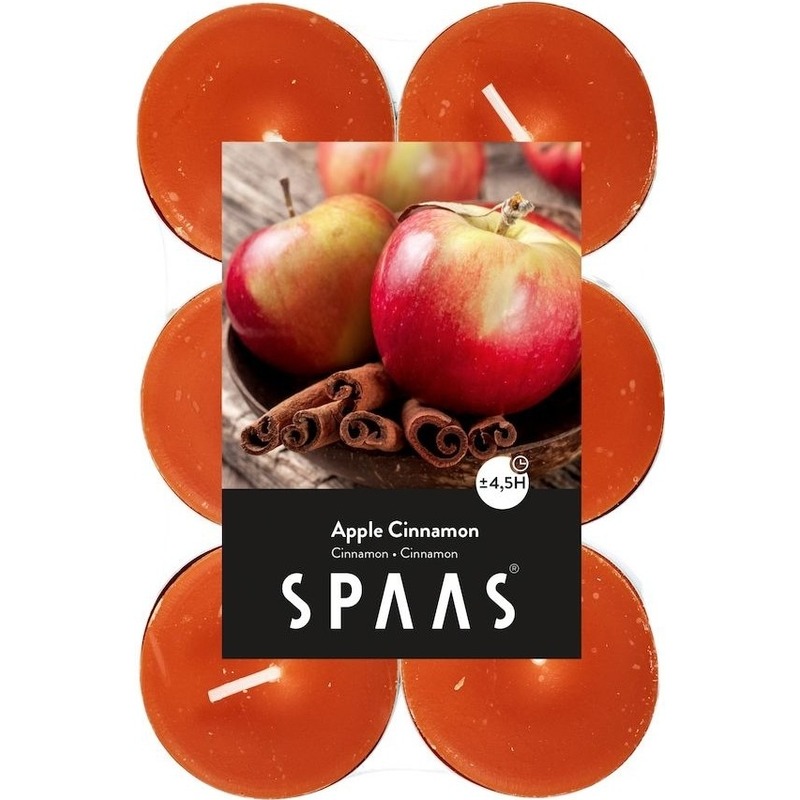 12x Geurtheelichtjes Apple Cinnamon/oranje 4,5 branduren