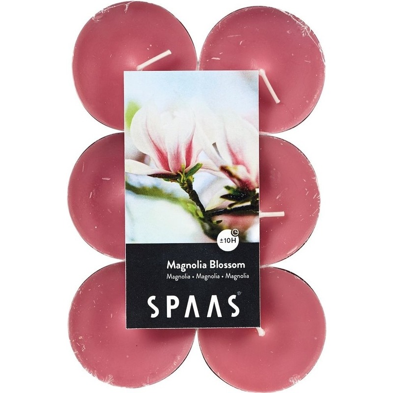 12x Maxi geurtheelichtjes Magnolia Blossom-roze 10 branduren