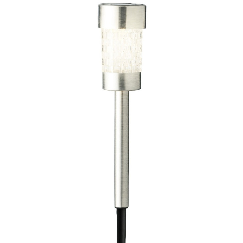 1x Buiten/tuin LED zilveren stekers solar verlichting 26 cm