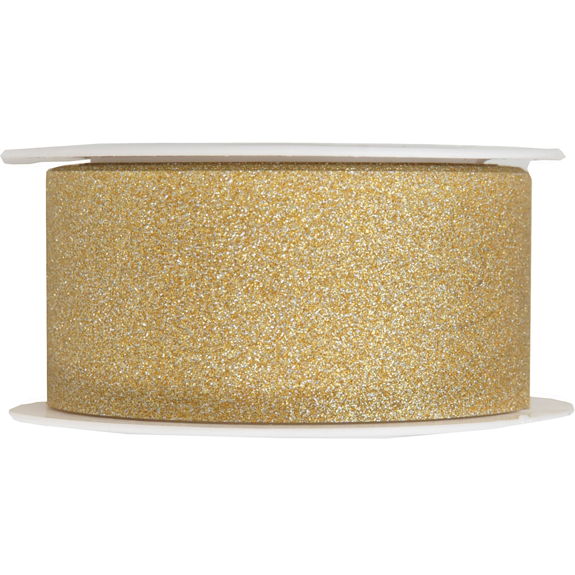 1x Hobby-decoratie gouden sierlinten met glitters 3 cm-30 mm x 5 meter