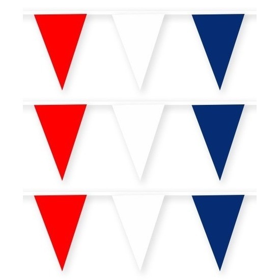 3x Rode-witte-blauwe stoffen vlaggenlijnen-slingers 10 meter