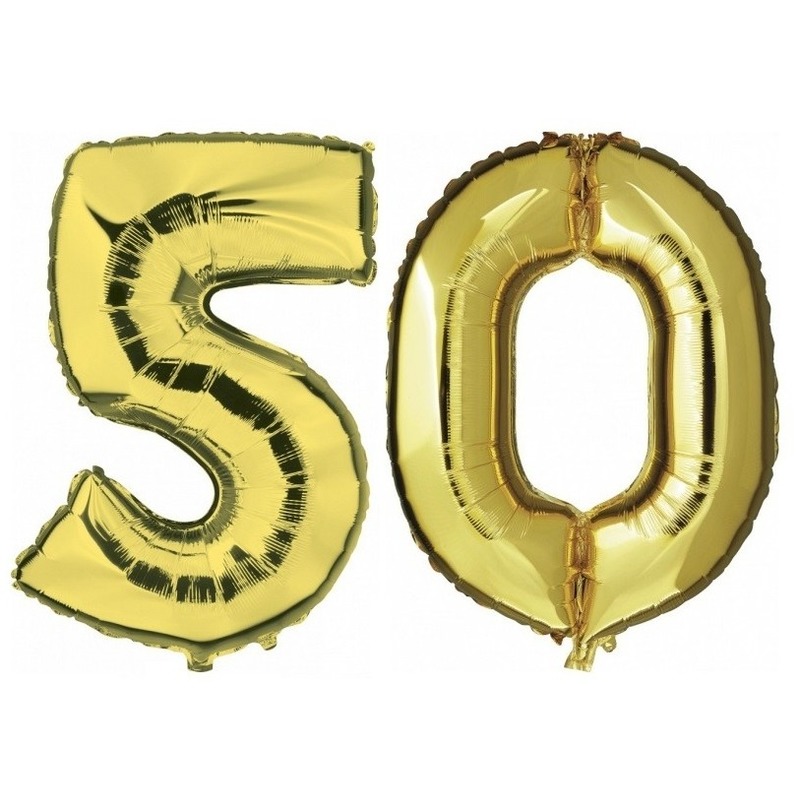 50 jaar gouden folie ballonnen 88 cm leeftijd-cijfer