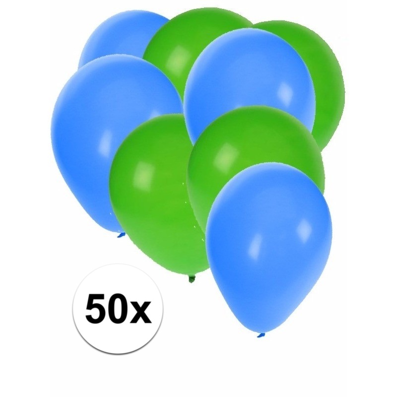 50x ballonnen 27 cm groen-blauwe versiering