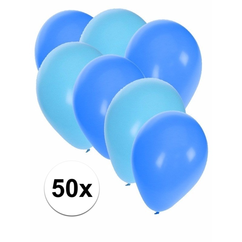 50x ballonnen 27 cm lichtblauw-blauwe versiering