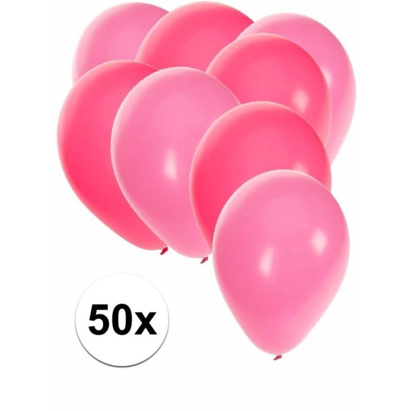 50x ballonnen 27 cm roze-lichtroze versiering