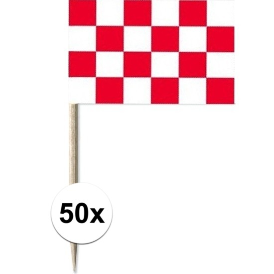 50x Cocktailprikkers Brabant 8 cm vlaggetje provincie decoratie