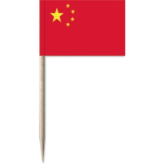 50x Cocktailprikkers China 8 cm vlaggetje landen decoratie