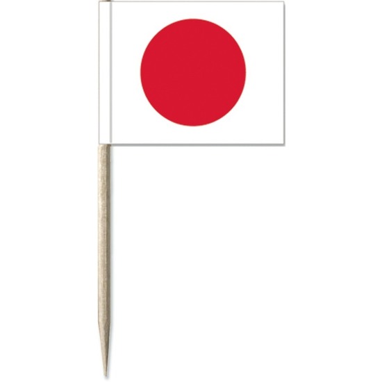 50x Cocktailprikkers Japan 8 cm vlaggetje landen decoratie