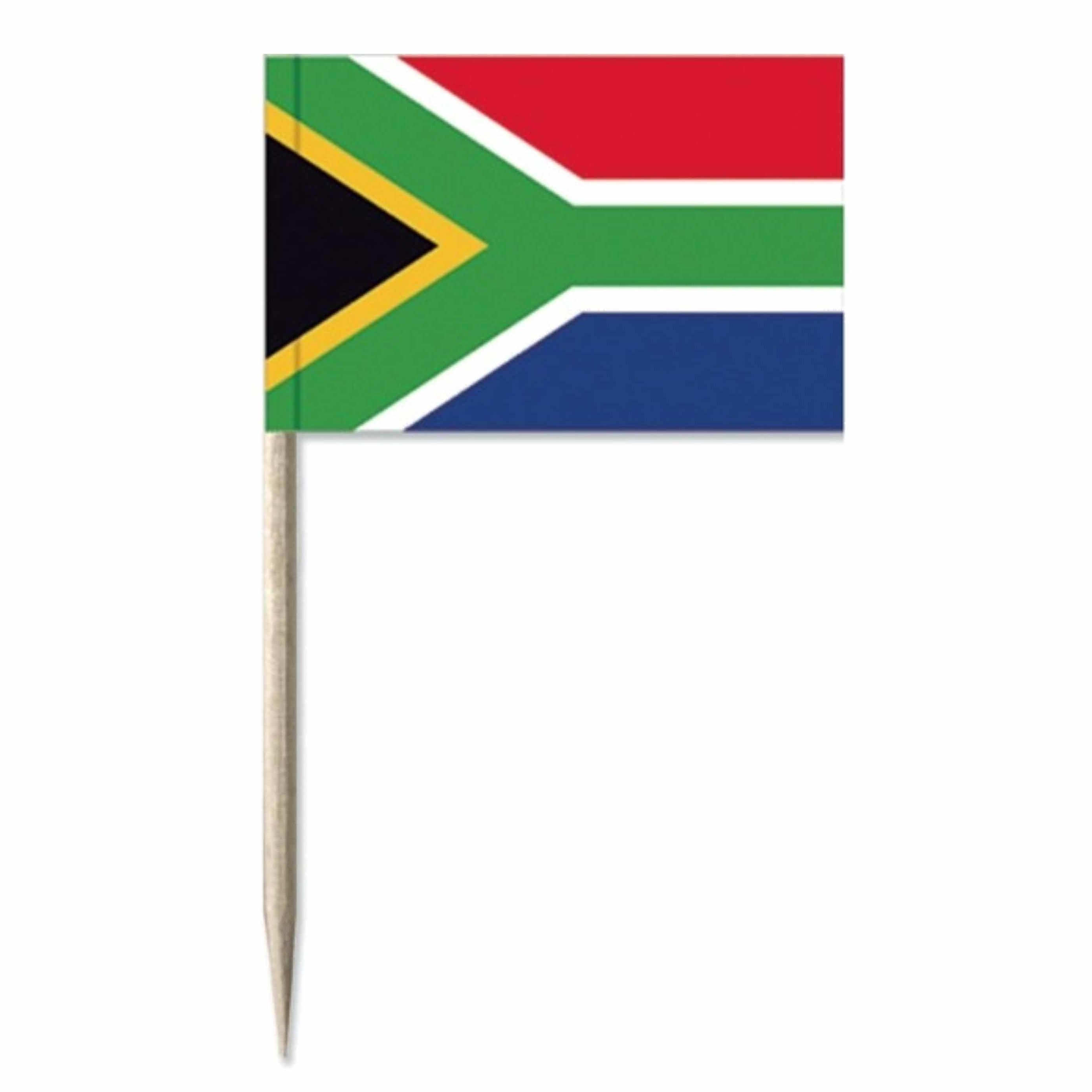 50x Cocktailprikkers Zuid-Afrika 8 cm vlaggetje landen decoratie