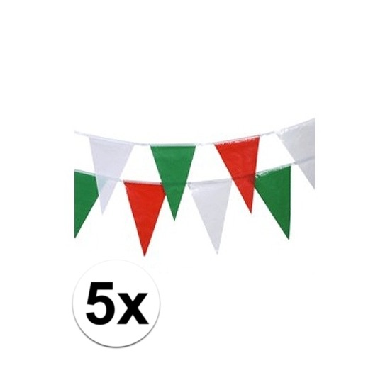5x groen-rood-wit vlaggenlijntjes 4 m