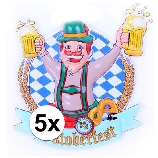 5x Oktoberfest 3D muur/wand decoraties Hans 44cm