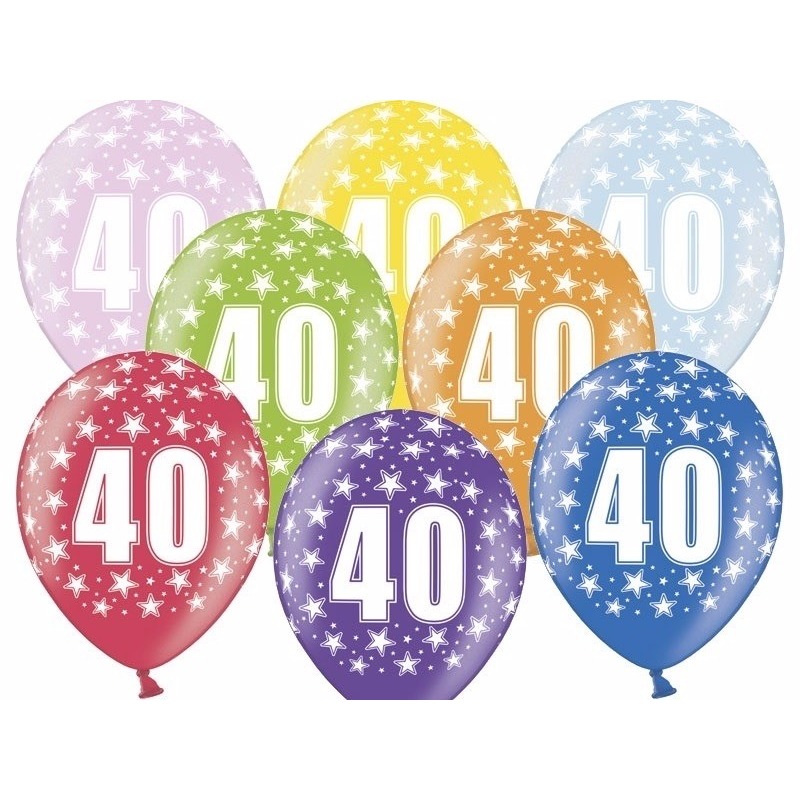 6x Leeftijd versiering sterren ballonnen 40 jaar