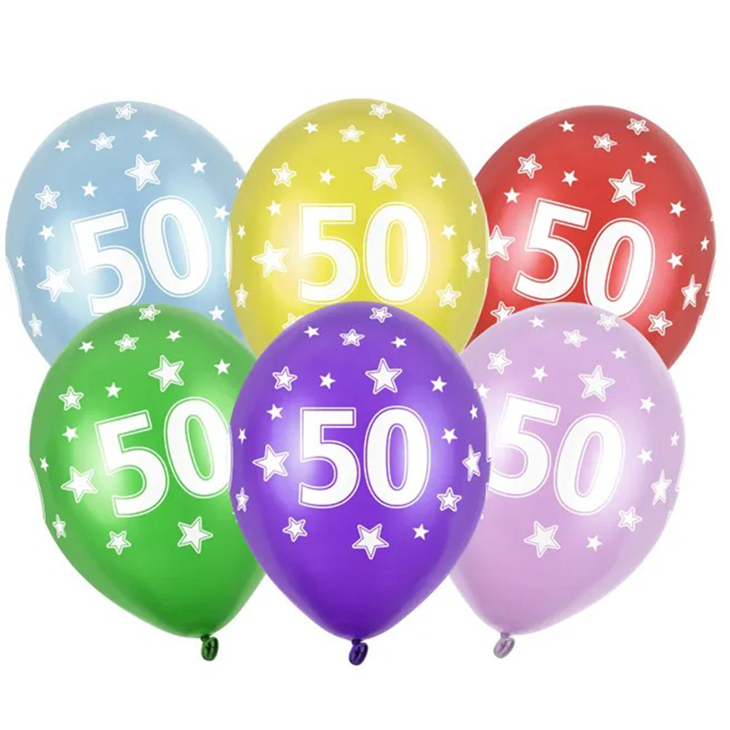 6x stuks Leeftijd versiering sterren ballonnen 50 jaar