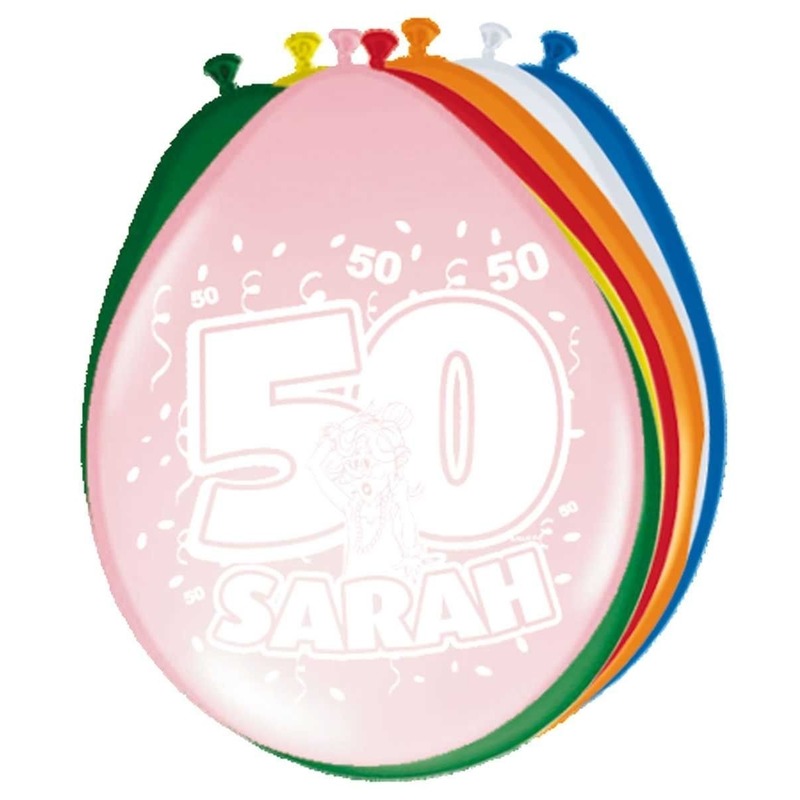 8x stuks Ballonnen 50 jaar Sarah 30 cm