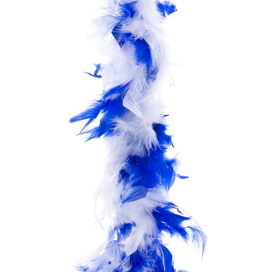 Carnaval verkleed veren Boa kleur blauw-wit mix 2 meter