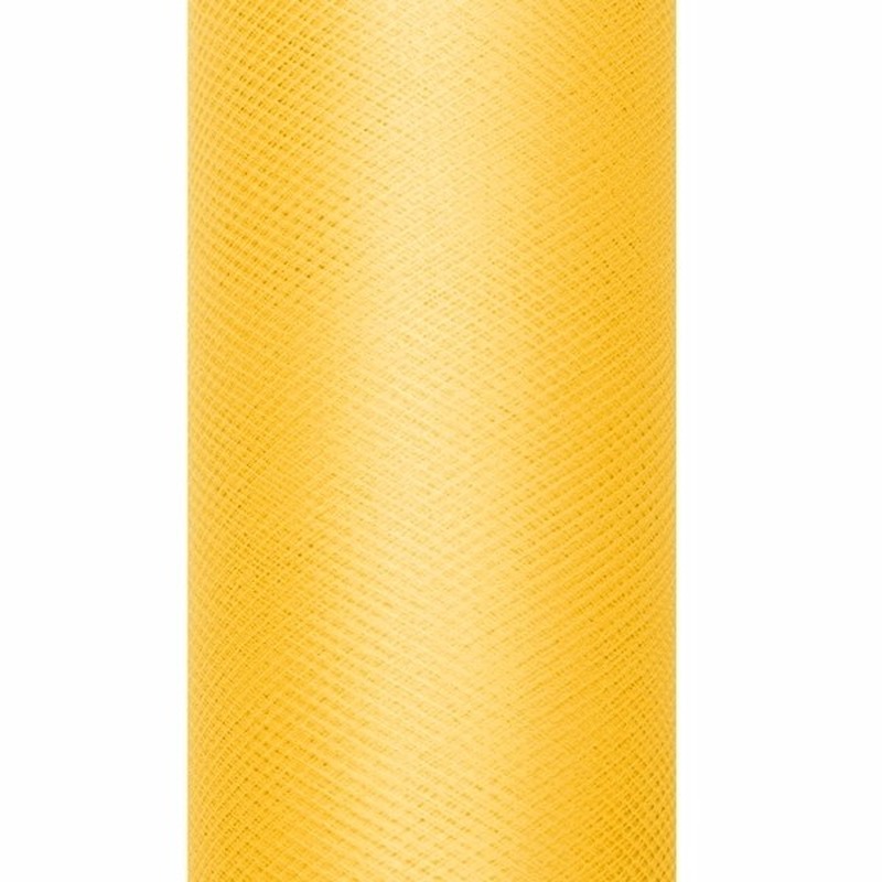 Decoratiestof tule geel 15 cm breed