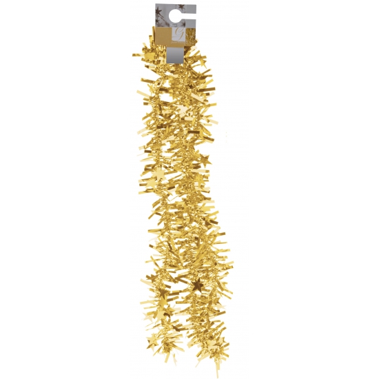 Feestversiering folieslinger goud met sterretjes 180 cm