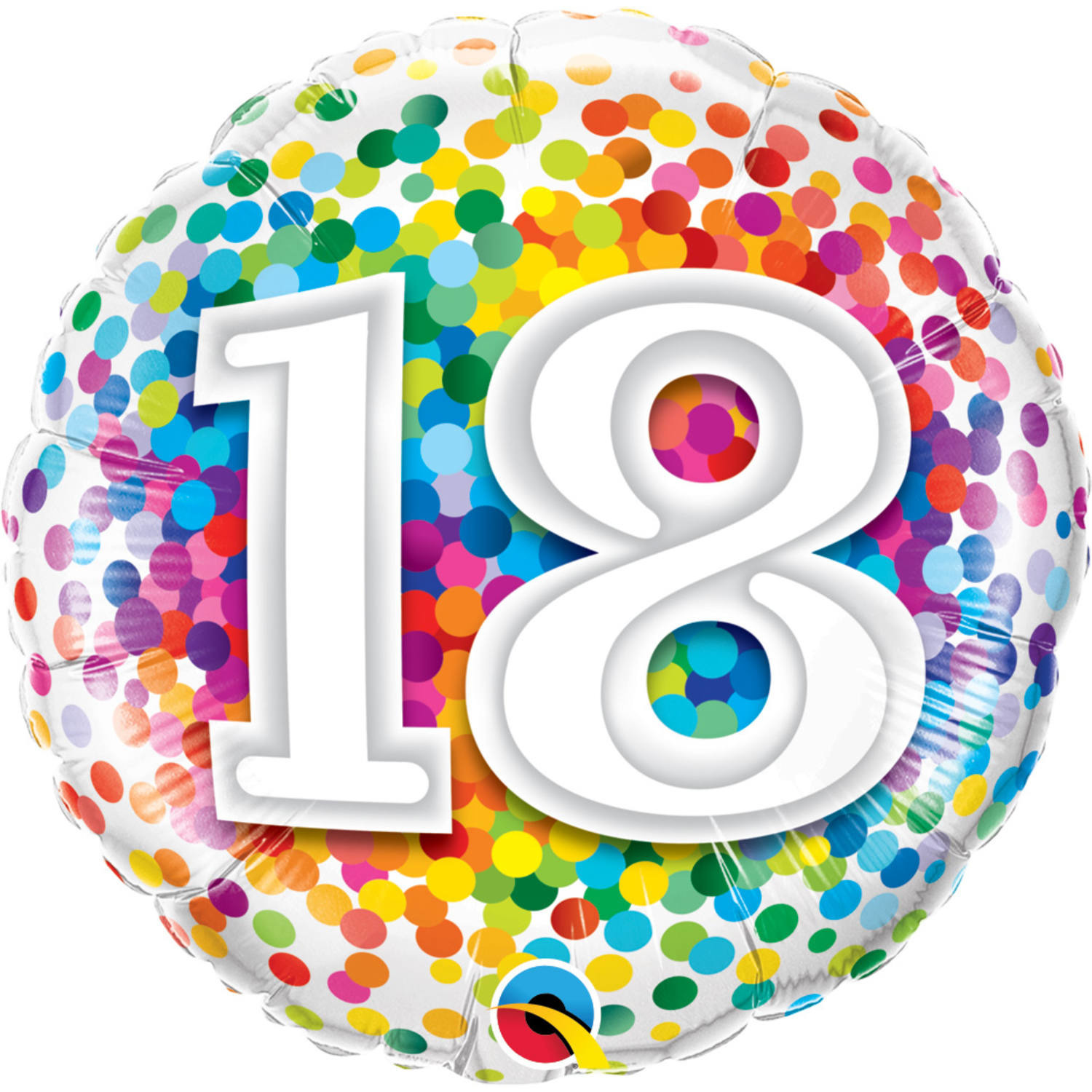 Merkloos Folie ballon 18 jaar confettiprint 45 cm met helium gevuld online kopen