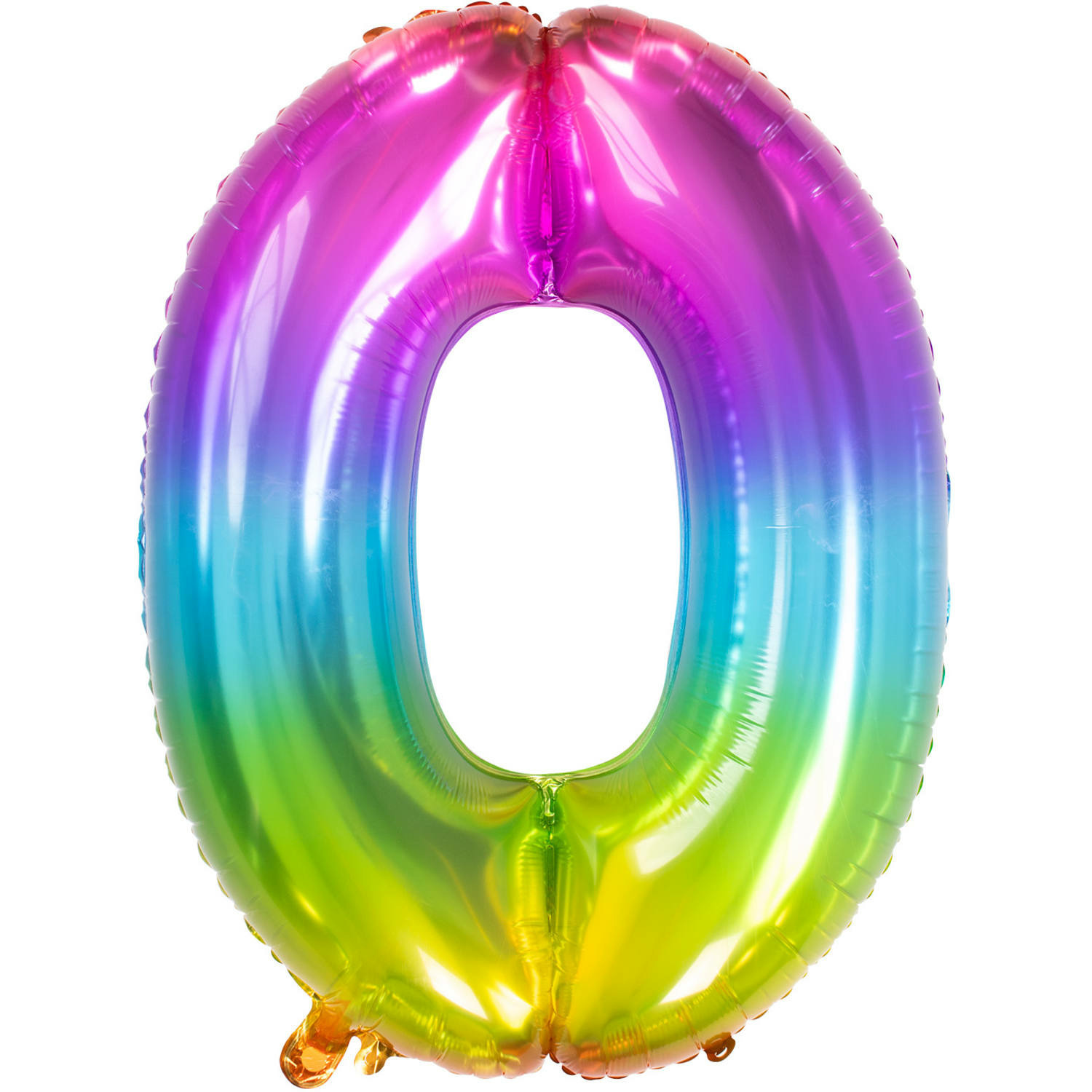 Folie ballon van cijfer 0 in het multi-color 86 cm