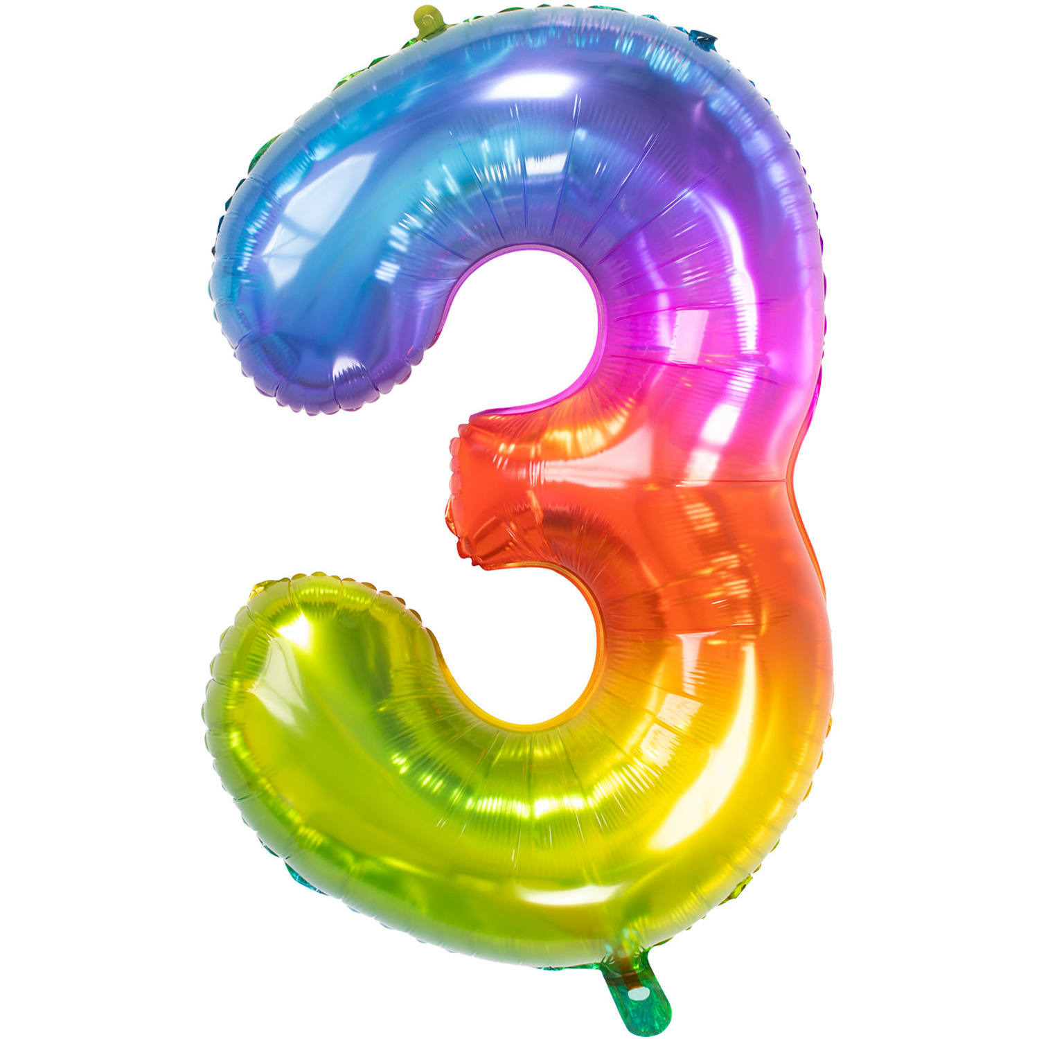 Folie ballon van cijfer 3 in het multi-color 86 cm