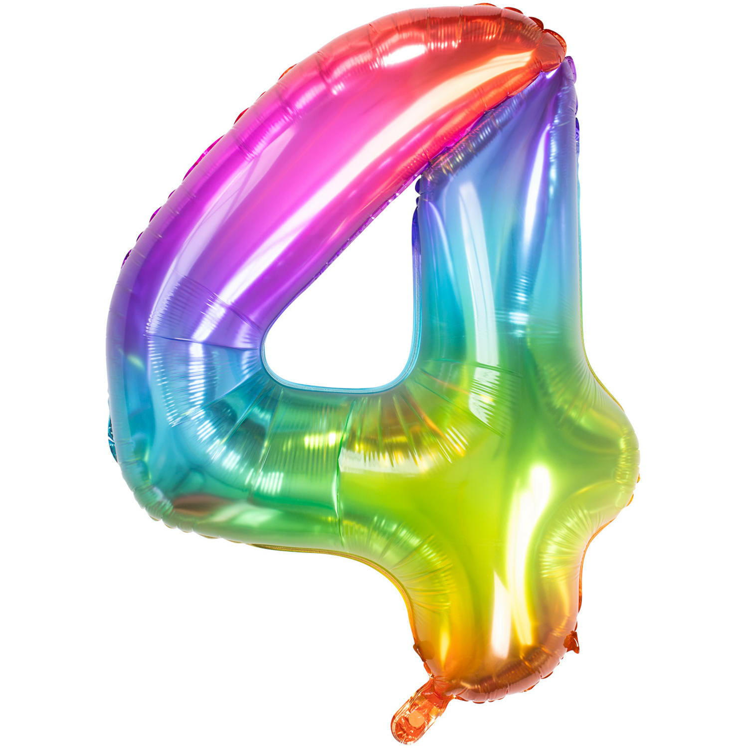 Folie ballon van cijfer 4 in het multi-color 86 cm