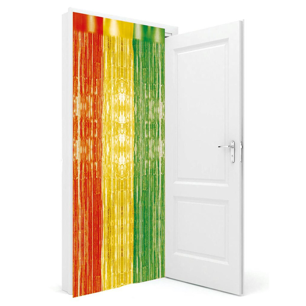 Folie deurgordijn rood/geel/groen metallic 200 x 100 cm