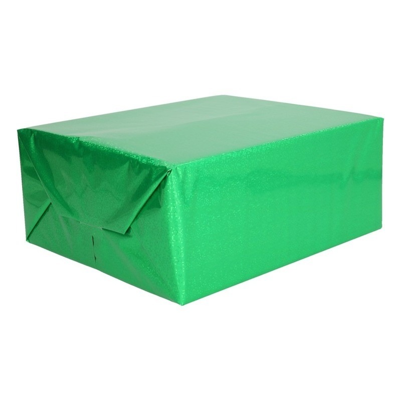 Holografisch inpakpapier/cadeaupapier groen metallic 70 x 150 cm