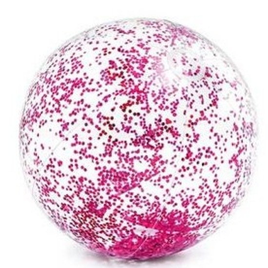 Intex opblaasbare roze glitter strandbal 51 cm speelgoed