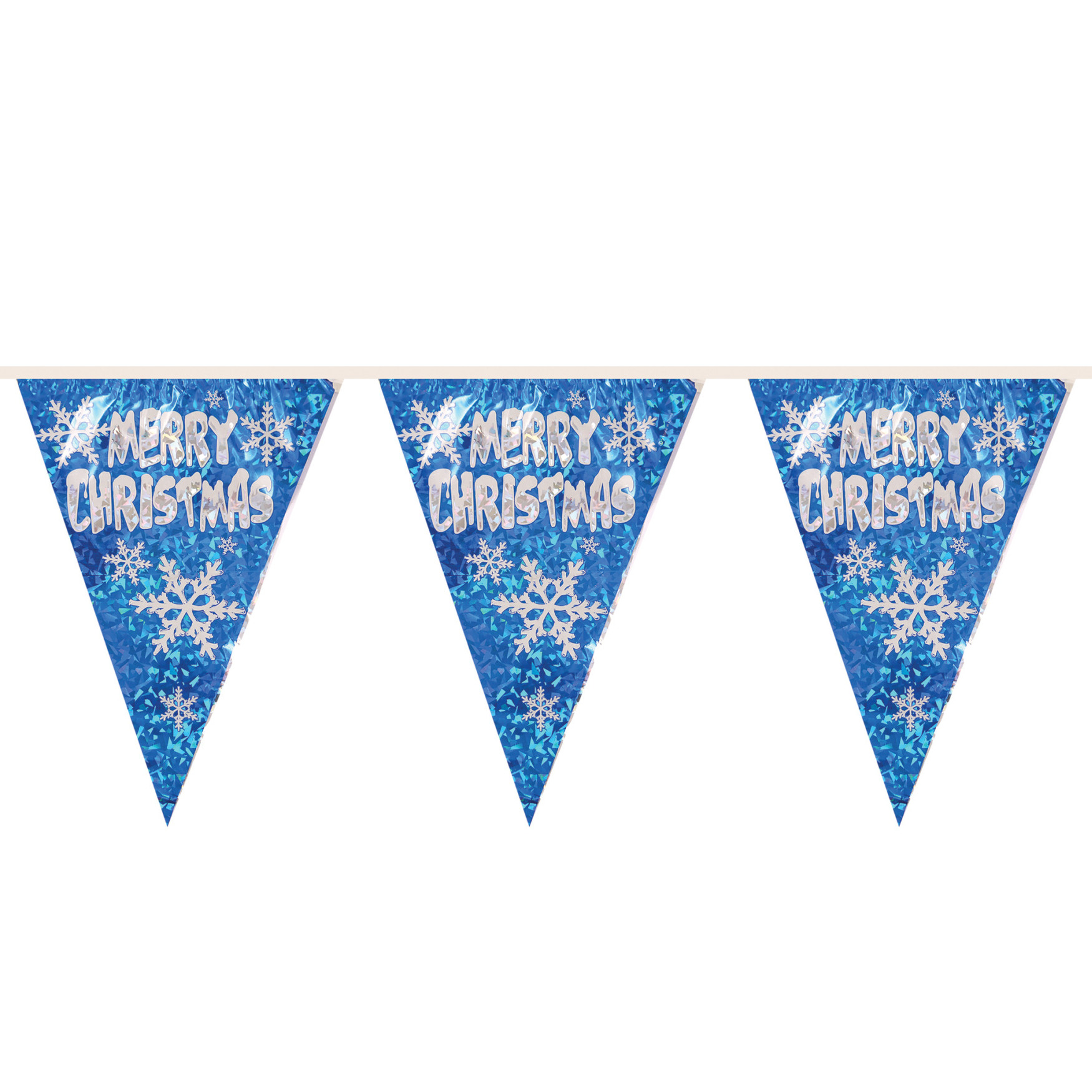 Kerst vlaggenlijn Merry Christmas blauw 360 cm PVC vlaggetjes