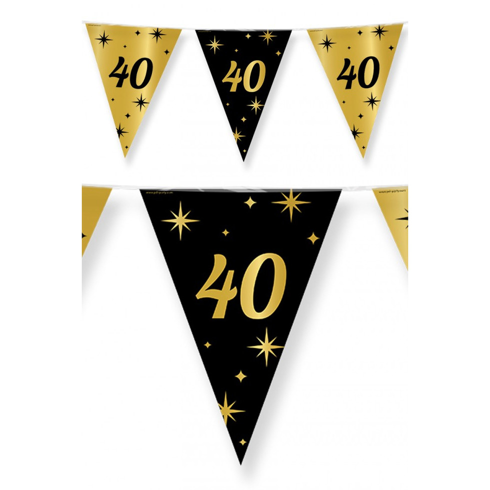Leeftijd verjaardag feest vlaggetjes 40 jaar geworden zwart-goud 10 meter