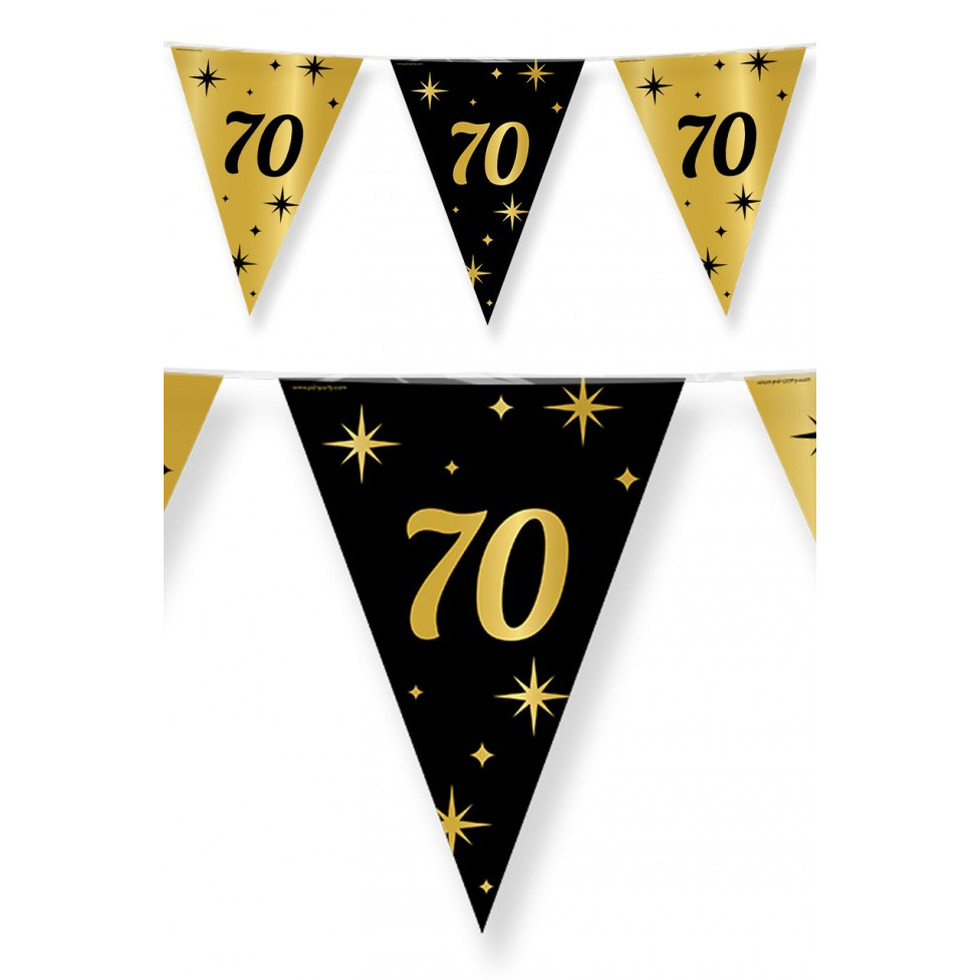 Leeftijd verjaardag feest vlaggetjes 70 jaar geworden zwart-goud 10 meter