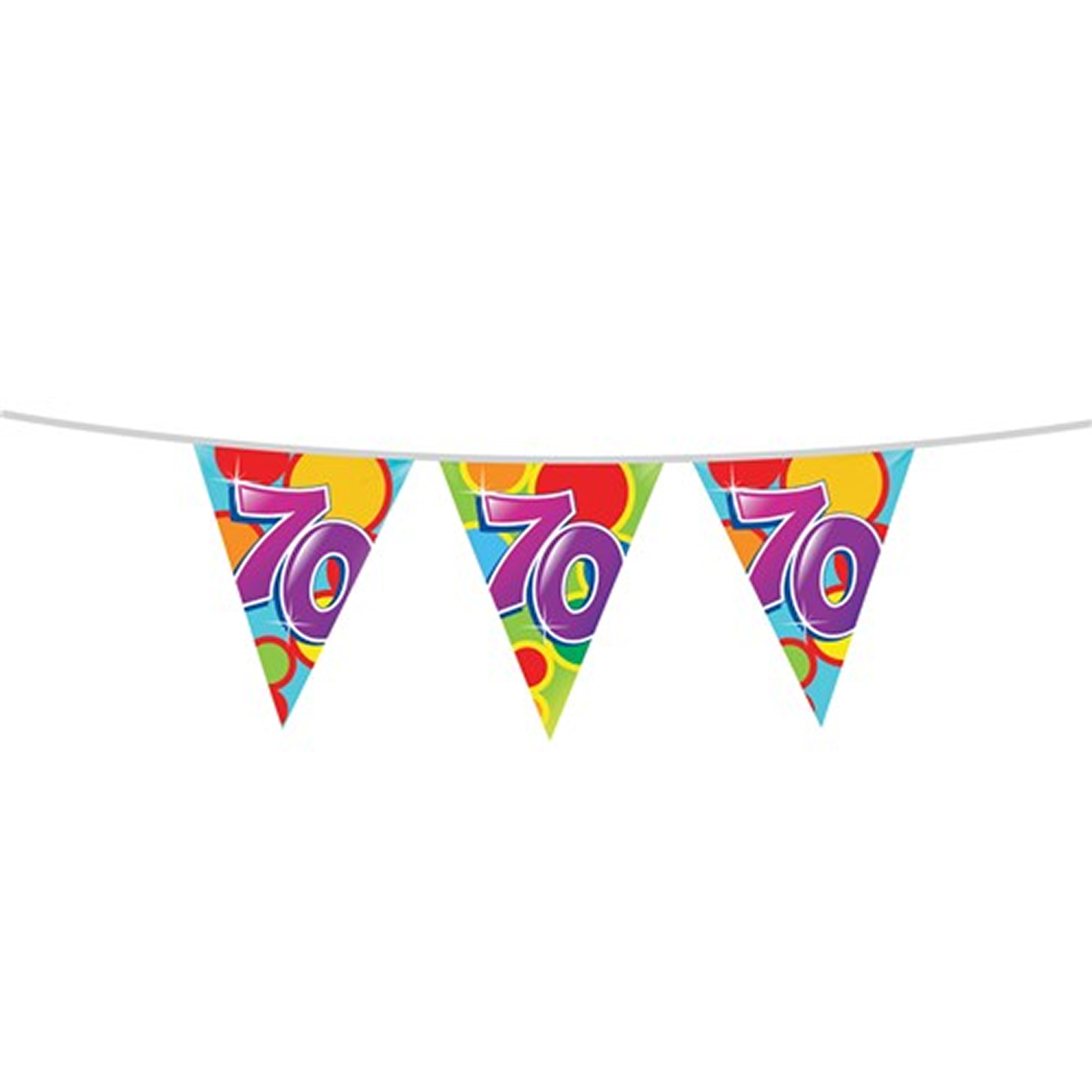 Leeftijd verjaardag thema vlaggetjes 70 jaar plastic 10 meter