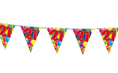 Birthday deco set 21 years 50x balloons and 2x bunting flags 10 meters