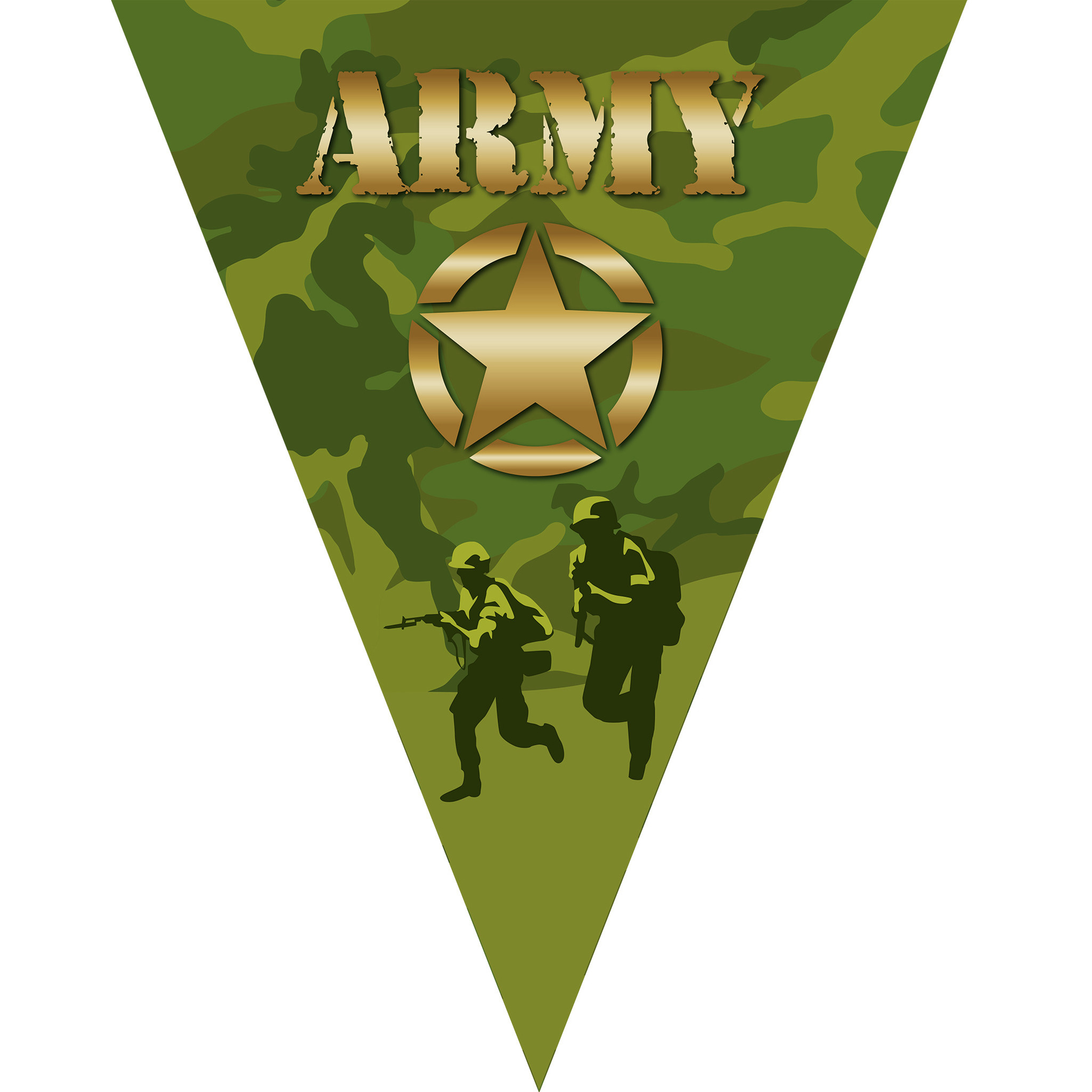 Leger camouflage army thema vlaggetjes slinger-vlaggenlijn groen van 5 meter