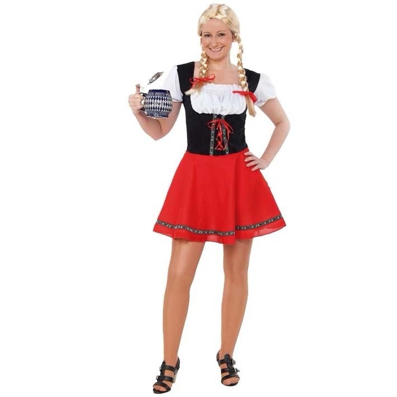 Merkloos Oktoberfest jurkje zwart met rood online kopen