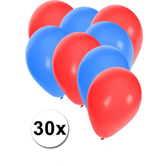Rode en blauwe feestballonnen 30x