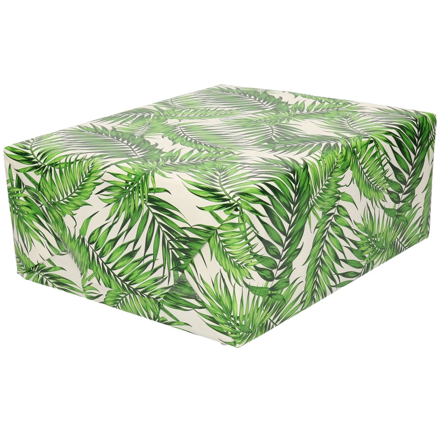Rollen Inpakpapier-cadeaupapier wit met groene bladeren design 200 x 70 cm