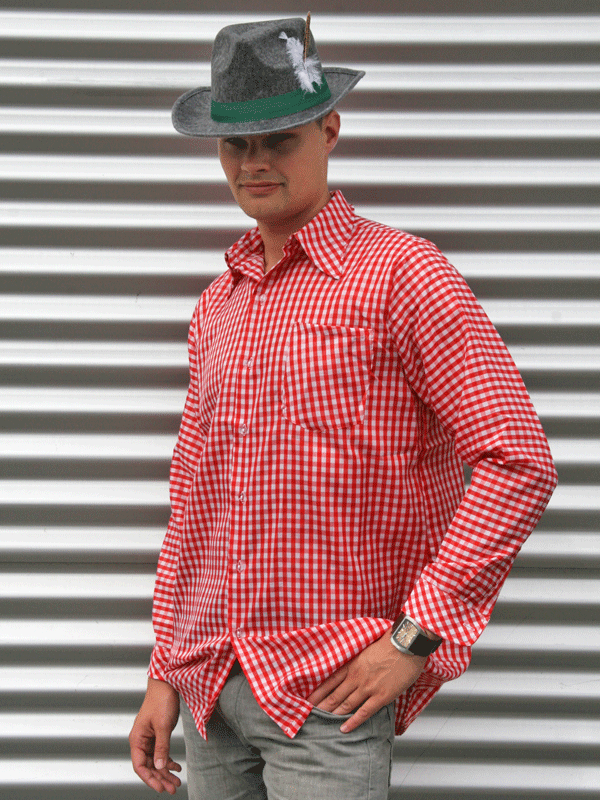 Tiroler outfit rode blouse voor heren