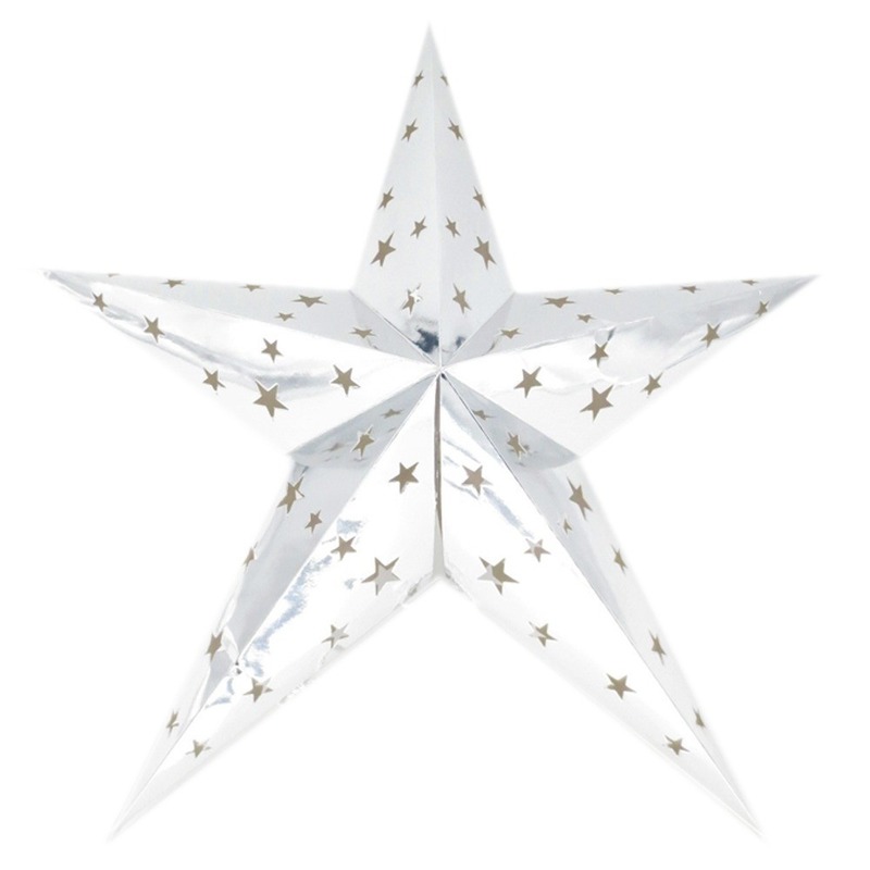 Bellatio Decorations Zilveren ster lampionnen 60 cm online kopen