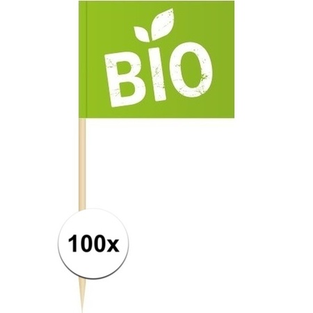 100x Cocktail picks Bio 8 cm flags