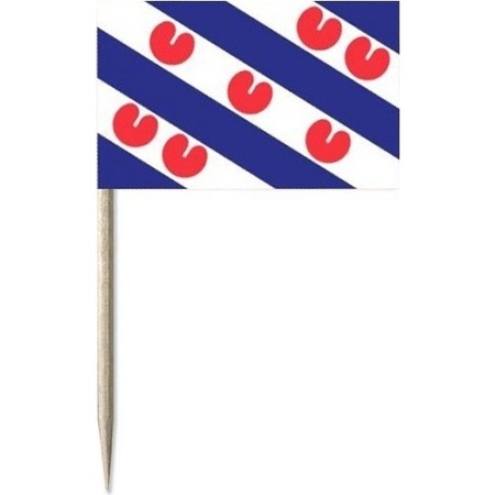 100x Cocktailprikkers Friesland 8 cm provincie vlaggetje