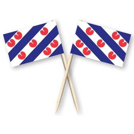 100x Cocktail picks Friesland 8 cm flags province decoration