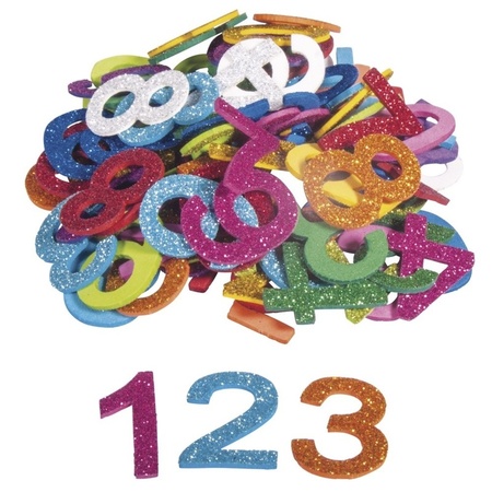 100x Self-adhesive hobby/craft foam/rubber numbers with glitters
