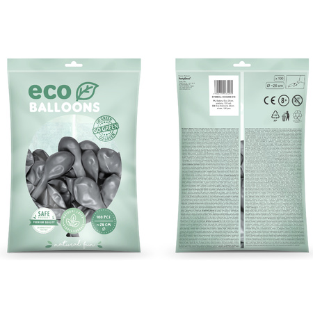 100x Zilverkleurige ballonnen 26 cm eco/biologisch afbreekbaar