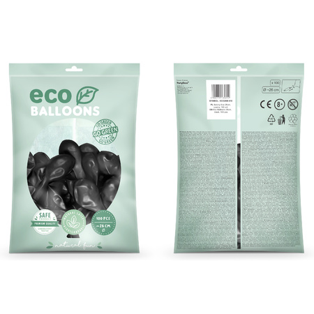 100x Zwarte ballonnen 26 cm eco/biologisch afbreekbaar