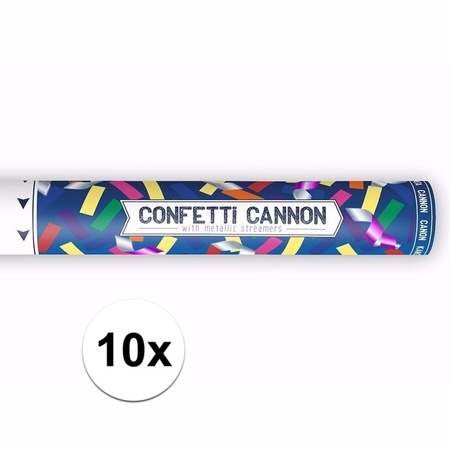 10x Confetti popper kleuren mix 40 cm pakket