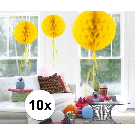 10x Decoration balls yellow  30 cm