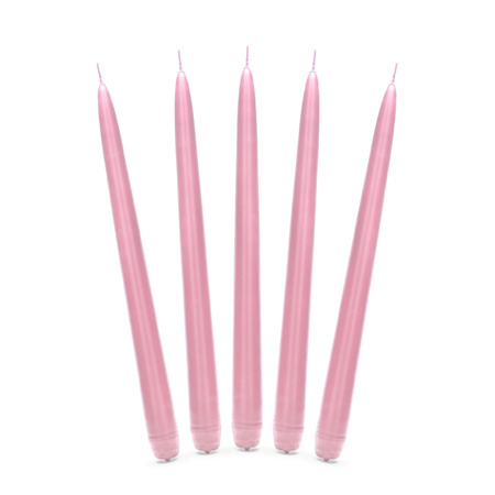 10x pieces Light pink taper candles 24 cm