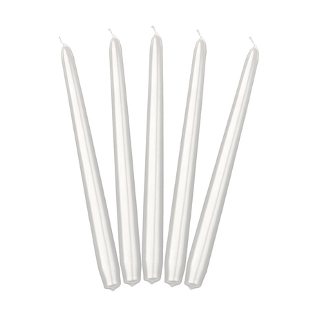 10x pieces Pearl white taper candles 24 cm